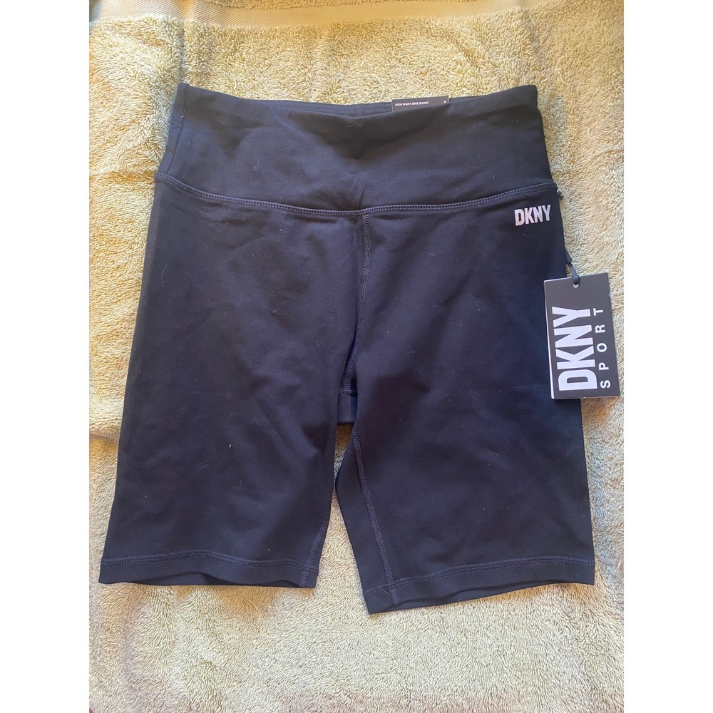 DKNY Sport Women Black High Waist Bike Shorts Size‎ S Athletic Activewear